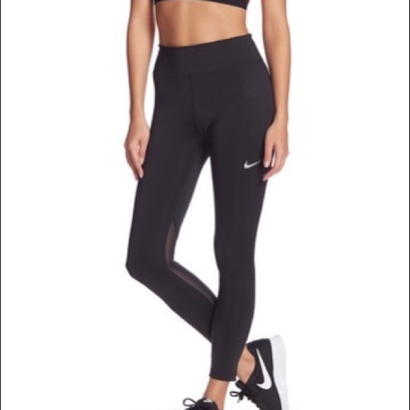 NIKE Crop Leggings with Mesh Panels - Picture 1 of 5